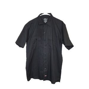 Dickies Temp Control Men SS Front Button Men Shirt Size M Black